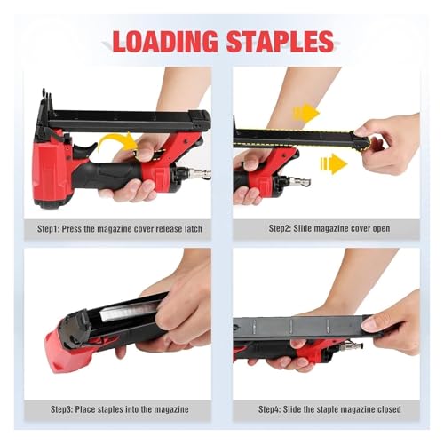 Professional Heavy Duty Stapler Pneumatic 20 Gauge Staple Gun Upholstery Stapler with 1260pcs Staples 1/4”to 5/8” Use for Carpentry