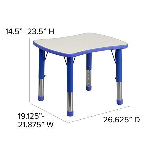 Classroom Essentials 21.875''W x 26.625''L Rectangular Blue Plastic Height Adjustable Activity Table with Grey Top
