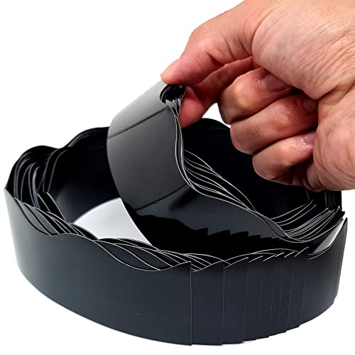 Strong & Wide Magnetic Borders for Classroom Whiteboard - Visible Magnetic Strips for Teachers (4 Designs Available) | Wavy Plain - Black | 12 Strips of 24X1.75 Inch - 24 Feet Total