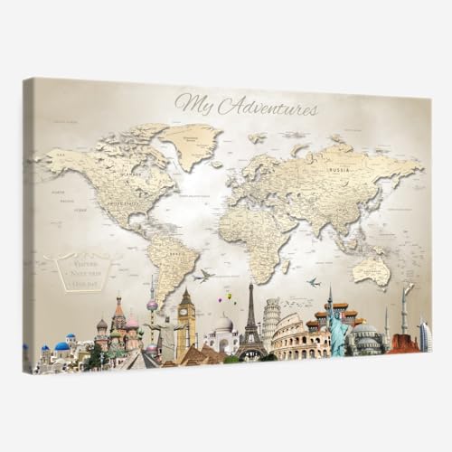 Forever Map - My Endless Adventures Push Pin World Map - 36" x 24"