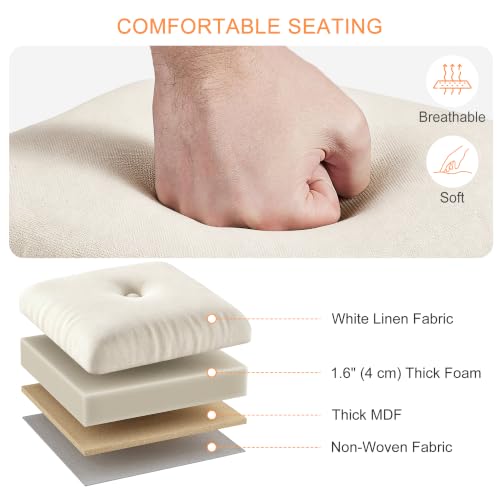 VECELO Foot Rest Under Desk at Work, Height Adjustable Rolling Foot Stool Set of 2 with Wheels, Cushioned Seat for Living Room, Bedroom, Home Office, Beige