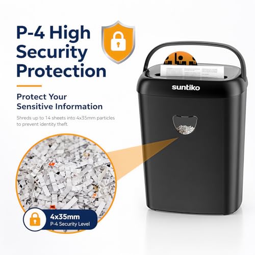 Suntiko 14-Sheet Cross Cut Heavy Duty Paper Shredder for Home Office