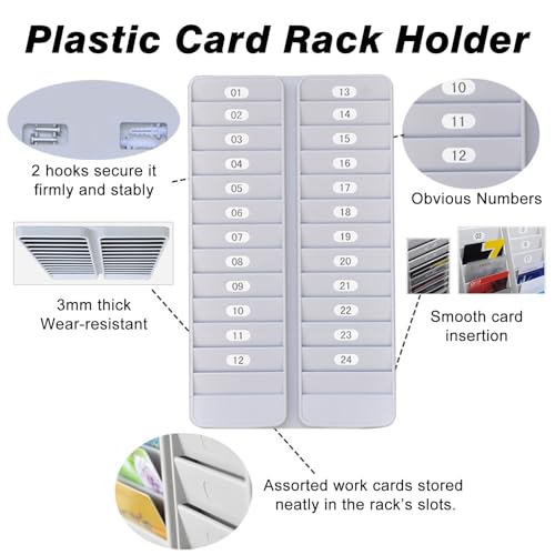 RENLXFI Commercial Plastic Business Card Stand for Wall, 12 24 50 Slots Multiple Time Card Rack Holder for Exhibition/Office/Hotel/Retail Store, Reusable(50-Pocket)