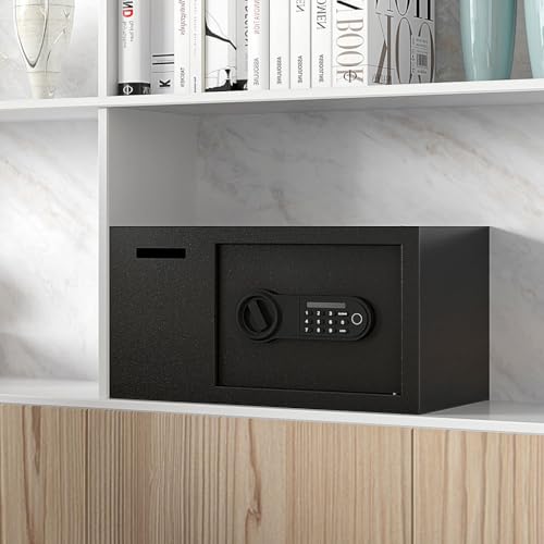 HOYOC Safe Box, Steel Security Safe Lock Box with Electronic Keypad and & Keys Home Hotel Security Safe Box Multi-User Keypad Security Business Depository Drop Safe for Money, Cash & Mail Lock Box