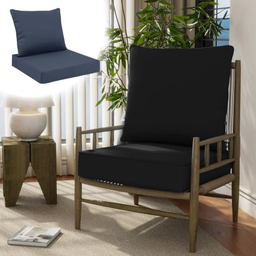Ojtuyht 2 Ltem High Back Seat Cushion, Chair Cushions Set Fade Resistant Removable with Backrest, Replacement Cushions for Lndoor Dining Chairs Lawn(J,2 pcs 23 5/8" x23 5/8")