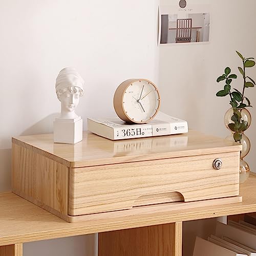 YXEDPBF Flat File Cabinet Storage - Solid Wood Storage Box, Wooden Desktop Storage Box with Lockable Drawers, Office Supplies A4/Receipt File Organizer, 1/2/3/4 Tier with Lock