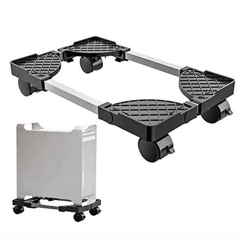 ZTHYSHXA CPU Holder Stand Mobile CPU Holder Stand, Floor CPU Rolling Stand Adjustable PC Tower Stand Mobile PC Cart Holder with Locking Caster Wheels - Black Computer Tower Stand