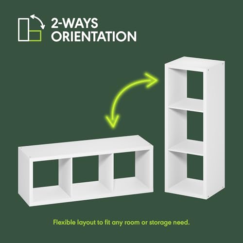 Furinno Cubicle 3-Cube Book Shelf, Extra Thick Frame Bookshelf, Dark Oak