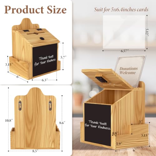 Suggestion Box, Wooden Donation Prayer Box with Slot and Lock for Feedback