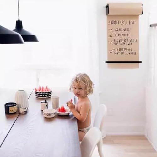 ERoomQ Kraft Paper roll Wall Mount Kraft Brown Paper Roll Holder, Drawing Kraft Paper Roll Holder Paper Roll Dispenser (White 37CM)
