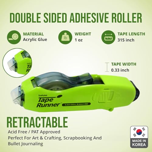 TAPE RUNNER Double Sided Adhesive with Dispenser Roller Included - Photo Safe, Sticky, Clear & No Mess - Ideal for Scrapbooking, Crafts & More - Retractable (315 inches per Cartridge), 40 Cartridge