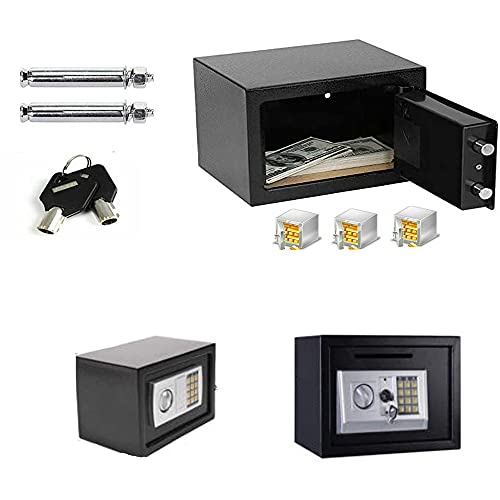TBLOTYD Electronic Digital Safe Box Security Fireproof Lock Box Home Hotel Security Money Safe with 2 Locking Bolts/Black/4.6L ，Black-8.5L