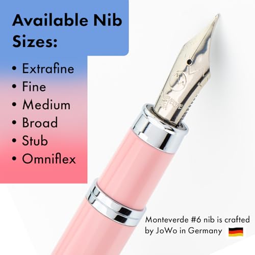 Monteverde USA Innova Ombre Fusion Charm (Violet/Pink/Magenta Gradient Finish) Fountain Pen - Stub Nib, Refillable, Gift Case, Luxury Pen