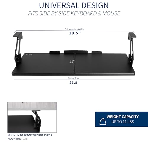 VIVO Black Under Desk 27 x 11 in Adjustable Keyboard Tray, MOUNT-KB08S
