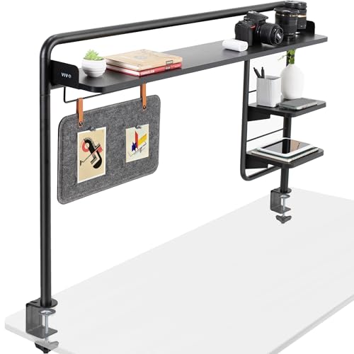 VIVO Black Clamp-on 50 inch Desktop Shelving System, DESK-SHELF55A