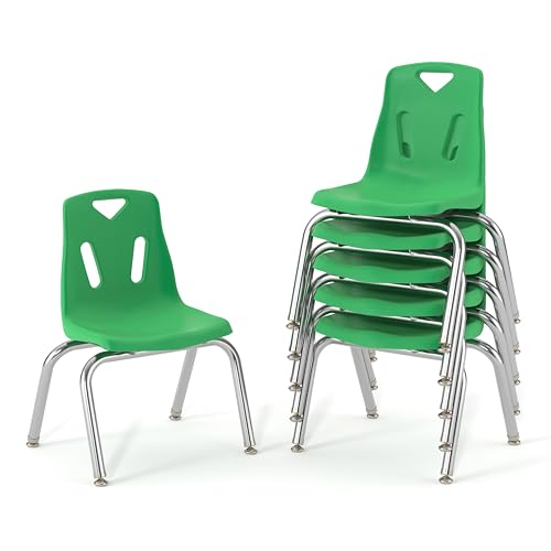 Jonti-Craft Berries 8144JC6119 Stacking Chairs with Chrome-Plated Legs, 14" Height, Green, Pack of 6