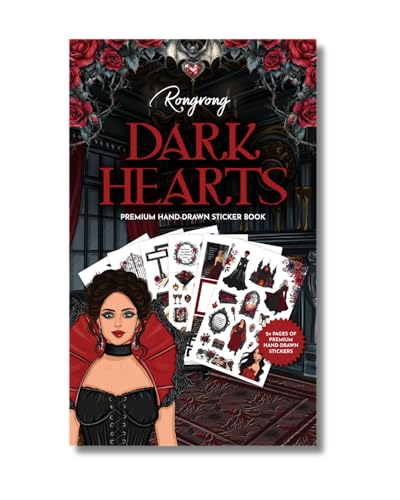 Rongrong Dark Hearts Halloween Planner Sticker Book – 24 Pages of Gothic, Vampire-Inspired Stickers – Perfect for Journals, Scrapbooks, Dark Academia & Spooky October Planner Spreads