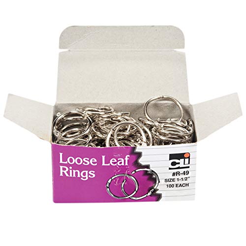Charles Leonard Loose Leaf Book Rings, 1-1/2" Diameter, 100 Per Box, 2 Boxes