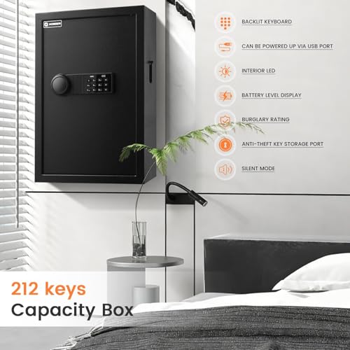 XDeer 212 Position Key Lock Box with Code,Key Box Wall Mount with Drop Slot