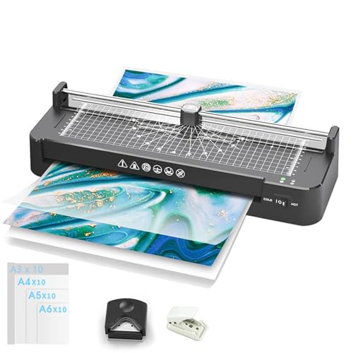 A3 Photo Laminating Machine,with Laminating Sheets 40 Pcs,13 Inch Thermal & Cold Laminating Machine, with Paper Trimmer