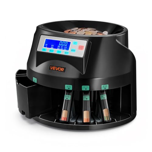 VEVOR USD Coin Counter Sorter and Wrapper Machine for 5 Coin Denominations