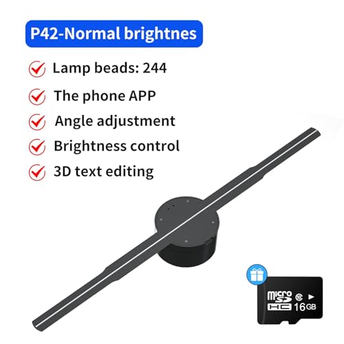 3D Fan Hologram Projector WiFi Advertising Display Real-Time Led Sign Holographic Lamp Light Player Support Images Video 42-50CM(P42 Standard)