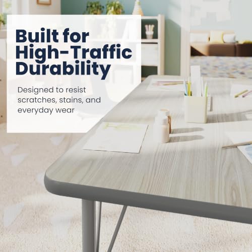 Flash Furniture 48" x 24" Adjustable Activity Table, Light Gray, Short Legs