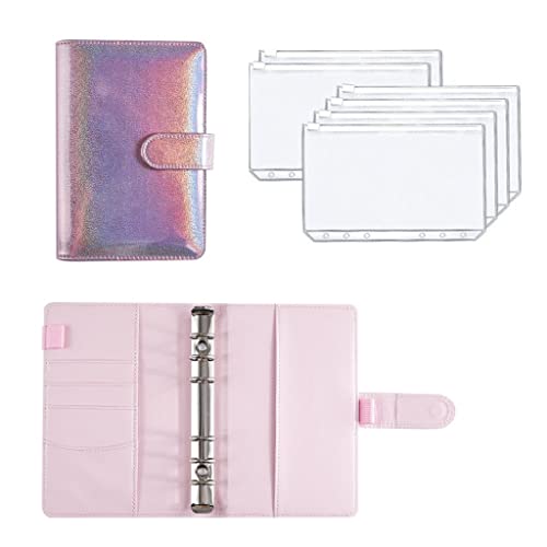 A6 Binder Budget PU Leather PlannerPockets Expense Sheets Notebook Cash Envelope Organizer System with Clear Zipper(6)