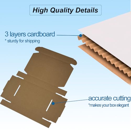 ROTCH 200 Pack 6x4x1'' Small Shipping Boxes, Cardboard Corrugated Mailers, White (M641-200-W)