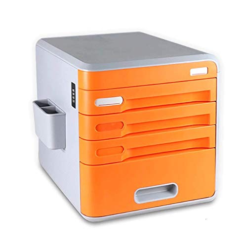 AFPSDLFJDLS File Manager- 4-Drawer Office Filing Document Cabinet Drawer Box，Type Password Lock File Cabinet Office Cabinet Portable and Tidy Storage Box(Orange)