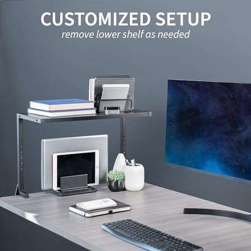 VIVO Black Clamp-on 24 inch 2-Tier Desk Shelf, STAND-SHELF24C