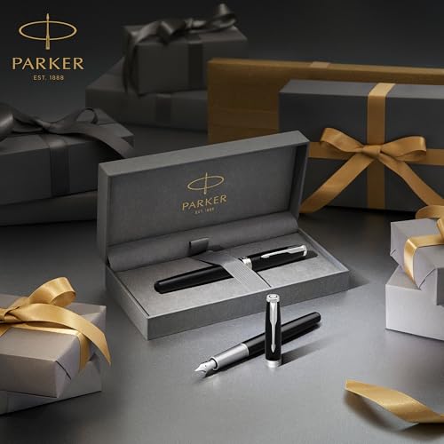 PARKER Sonnet Rollerball Pen, Blue Lacquer with Palladium Trim, Fine Point Black Ink (1931535) , Blue and Chrome