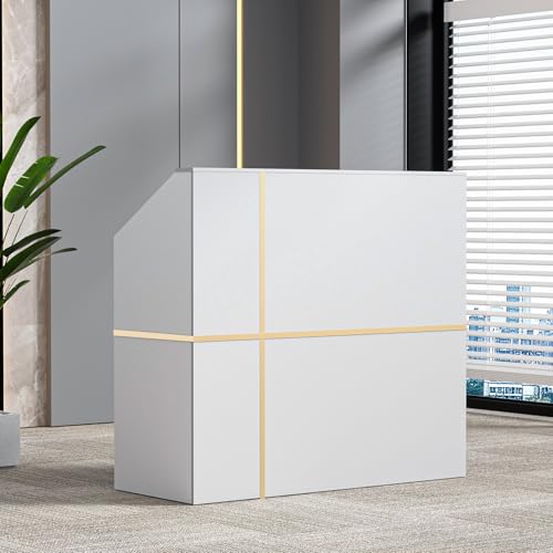 AHB Reception Desk, Modern Front Desk with Counter, 50 Inch Retail Counter with Lockable Drawers for Office,Beauty Salon,Lobby,Checkout,Clinic, Retail,Reception Room