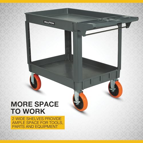 Klutch 2-Shelf All-Terrain Utility Cart, 700-Lb. Capacity