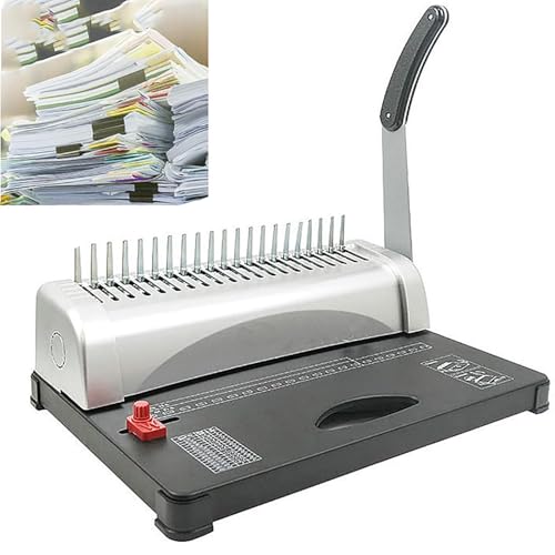 XIVUIFOI Rubber Ring Clamp Binding Machine,21 Hole Comb Binding Machine,12 Sheets Punched Simultaneously,Binding 450 Pages,Adjustable Punch Hole Position Margin