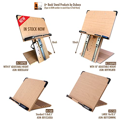 A+ Book Stand BS1500PRO Large Portable Height Adjustable Foldable Eye-Level Ergonomic Bookstand Holder for Reading Hands Free Large Thick Heavy College Textbooks Tablets Neck Pain Free