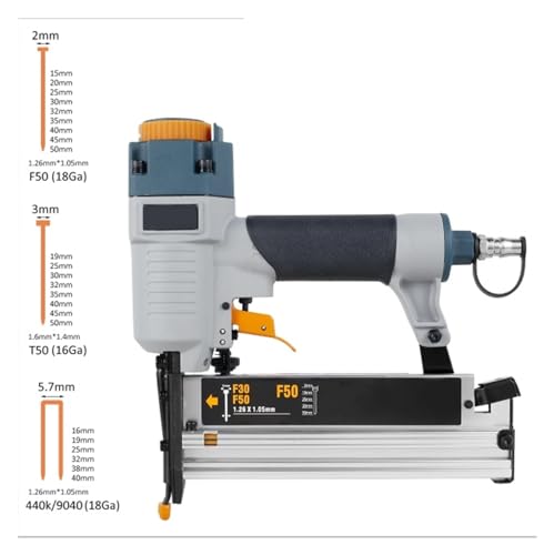 PIGENEQW Oil-Free Pneumatic Staple Gun Heavy-Duty Stapler Air Nailer Pneumatic Nail Tool T50 F50 440K 16Ga/18Ga Air Nailer