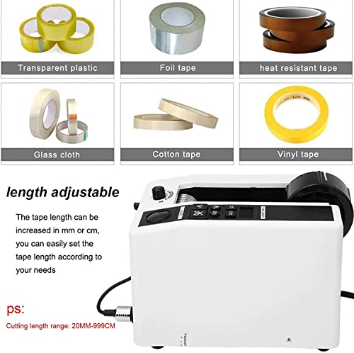 KJLYLPP Manual/Automatic Tape Dispenser, 20-999mm Cutting Length, 8-50mm Tape Width, Electric Adhesive Tape Cutting Machine, Packaging Tape Dispenser, for Home