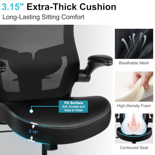 Drafting Chair 400lbs Tall Office Chair Heavy Duty Ergonomic Standing Desk Chair with Adjustable Lumbar Support, Flip-Up Armrests, Footrest Ring and Headrest
