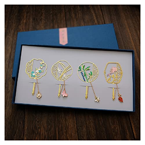 NSUQOA Bookmarks Literary Brass Hollow Metal Bookmark Gold-Plated Enamel