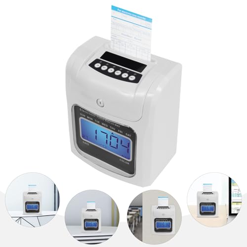 Ficwzw Calculating Time Clock, Small Business Punch Pak, Electronic Time Clocks, Check in and Out Machine for Employees, Up to 50 Employees, Includes 50 Time Cards and 1 Security Key
