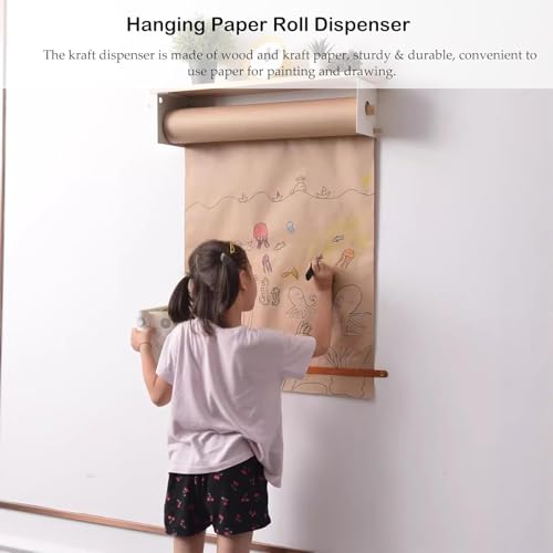 Kraft Paper Roll Display Butcher Paper Roll Holder, 45/64 Cm Wide Cafe Kraft Paper Roll Dispenser With Shelf, Wall Mounted Paper Roll Dispenser For Office Coffee Shop.Kraft Paper Dispenser-45cm/17.7