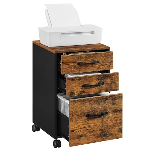 VASAGLE Mobile File Cabinet, 3 Drawers Filing Cabinet with Wheels