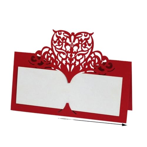 Name Tent Table Cards 200Pcs Vintage Flower Laser Cut Table Name Place Cards Lace Name Message Setting Card Wedding Birthday Party Favor Decoration(Red)