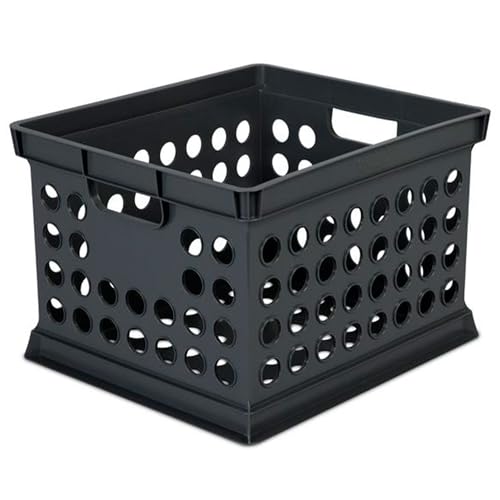 Sterilite Storage Crate Bin File Organizer for Home & Office,Black, 12-Pack