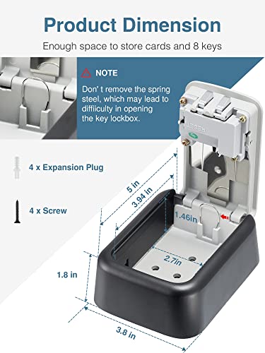Puroma 4 Security Key Lock Box Digit Code Large Outdoor Wall Mount Lockbox