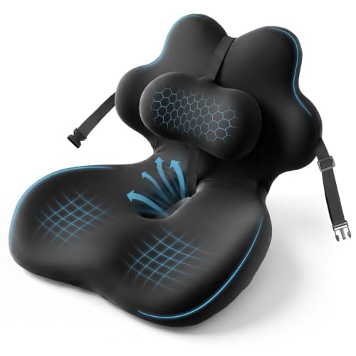 Office Chair Cushion Car Seat Cushion with Adjustable Lumbar Support Pillow