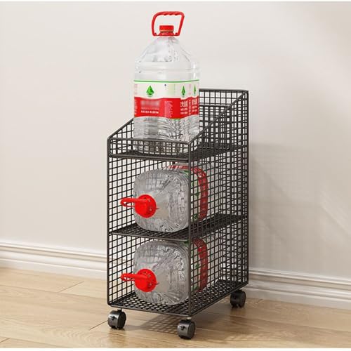 Preferspace Book cartRolling File Cart with Wheels 3 Tier Mobile Bookshelf Metal Movable Bookshelf Cart Thin with Top Divider Design for Office, Classroom,Library, Living Room,Black