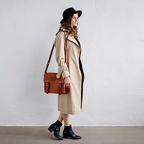 BERLINER BAGS Full Grain Leather Messenger Bag For Men York M, Brown
