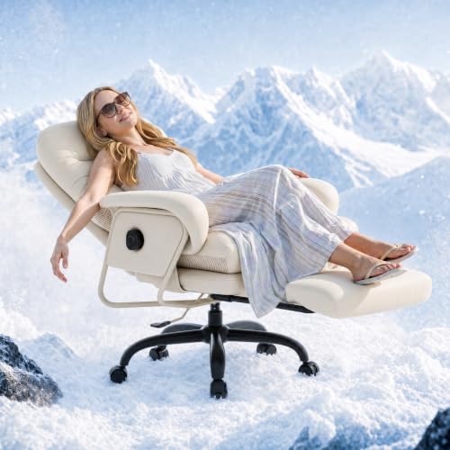 FLEXISPOT Cooling Ergonomic Office Chair with Footrest, Beige, HC4 Cool